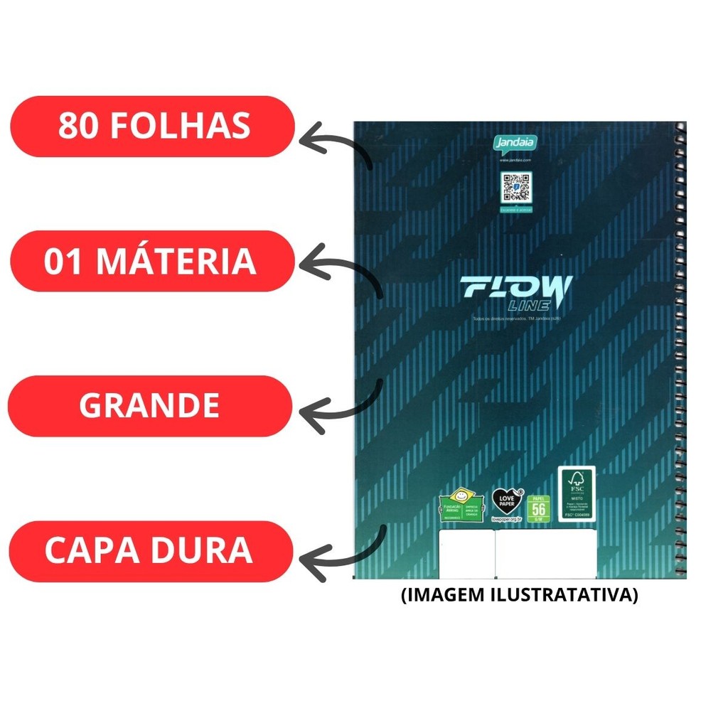 Caderno 1 Matéria Universitario Masculino Flow - Jandaia MODELO:OLHO