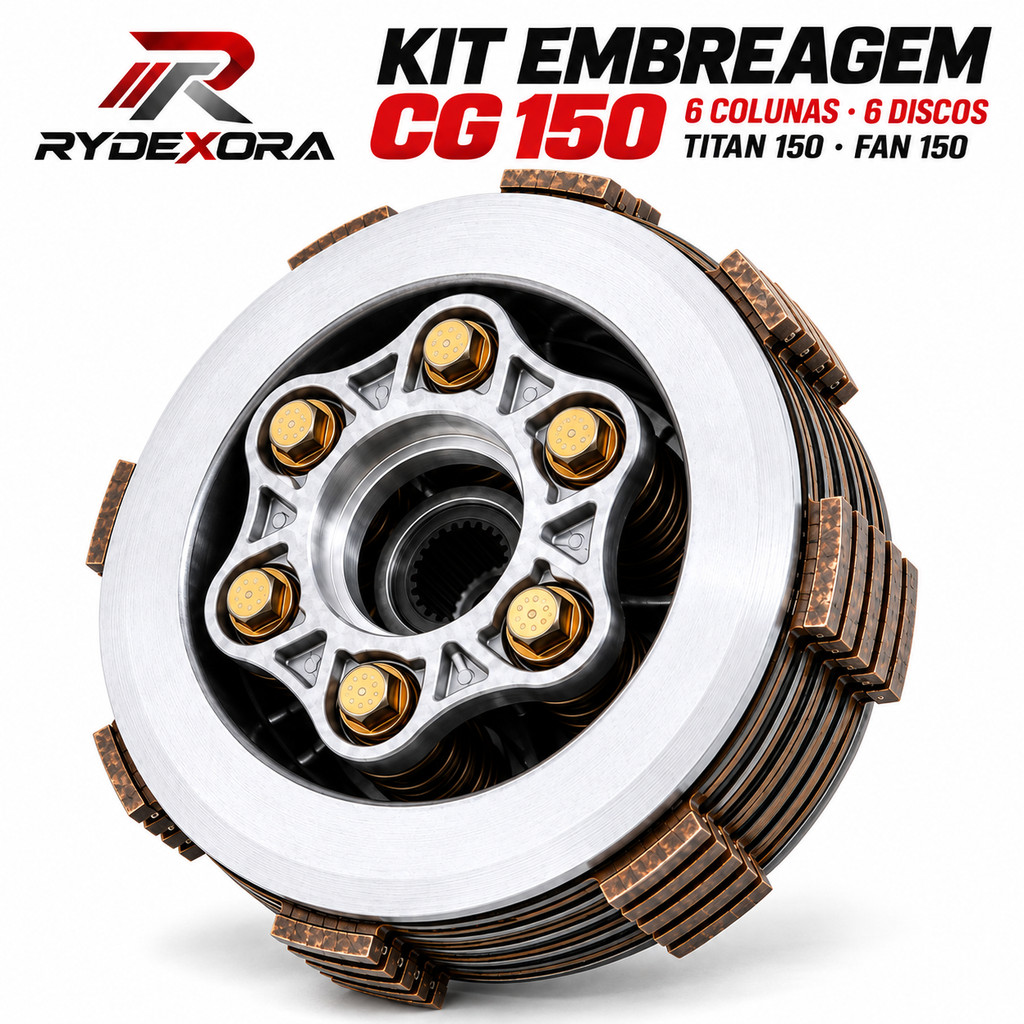 Kit Embreagem Titan 150 Fan 150 Competição Preparada 6 Colunas 6 Discos Completo para CG 150