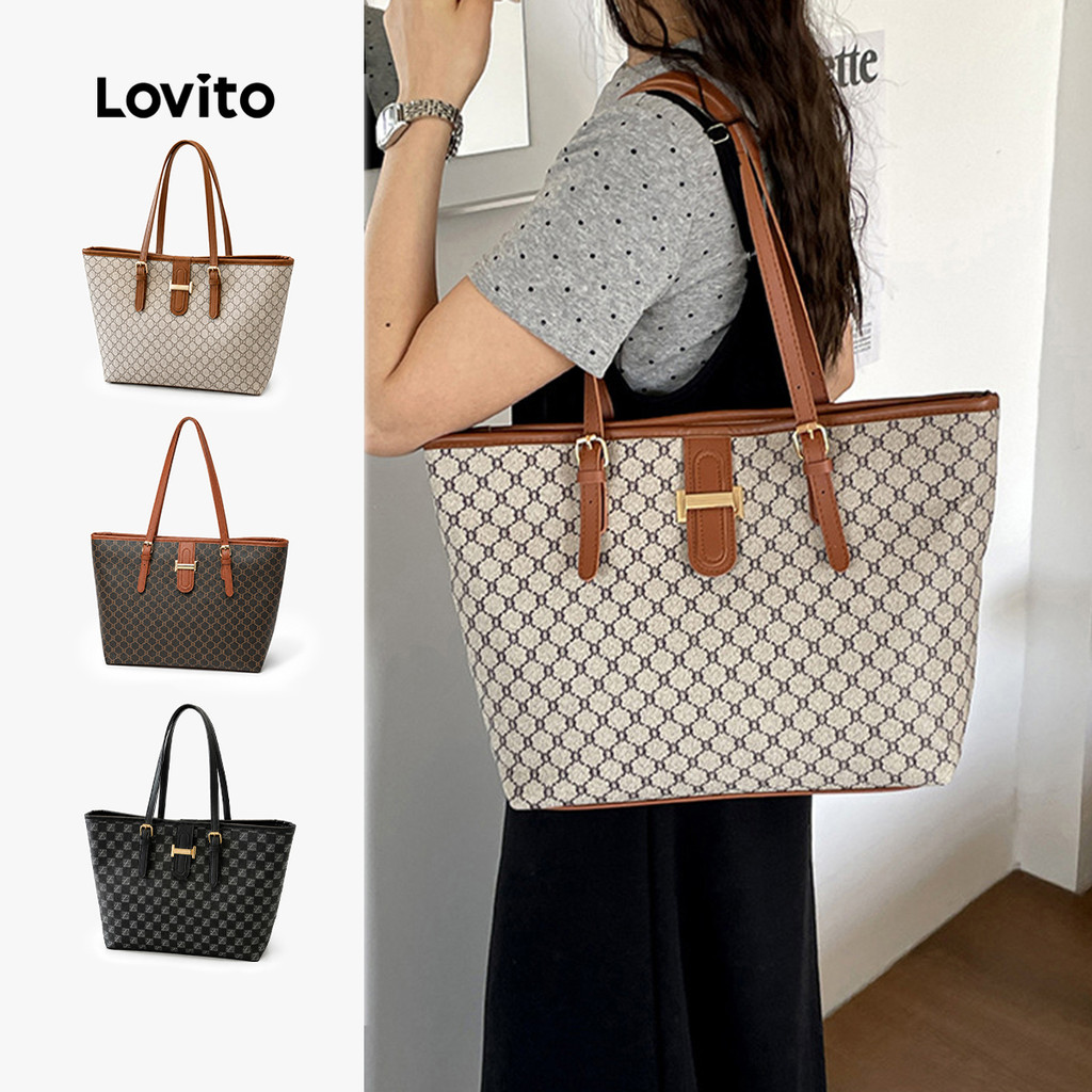 Lovito Bolsa Tote Casual De Ombro Para Viagens Uso Diário Moda Coreana Bolsa Escolar/estudantil Para Mulheres Com Presbiopia HOFB122FX044