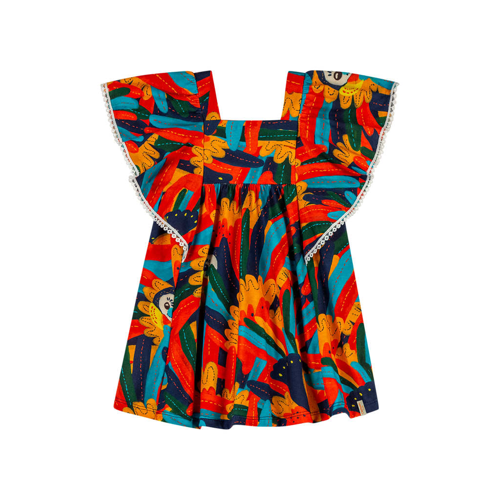 Vestido Infantil Menina Cantarim Babados Elian Azul