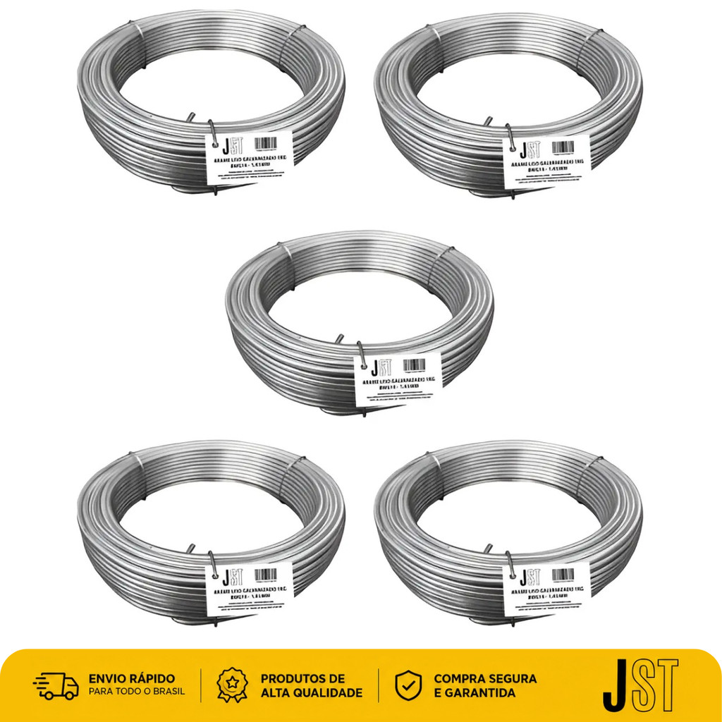 Kit 5kg Arame Liso Galvanizado BWG16 1,65mm JST Cerca Varais Artesanato
