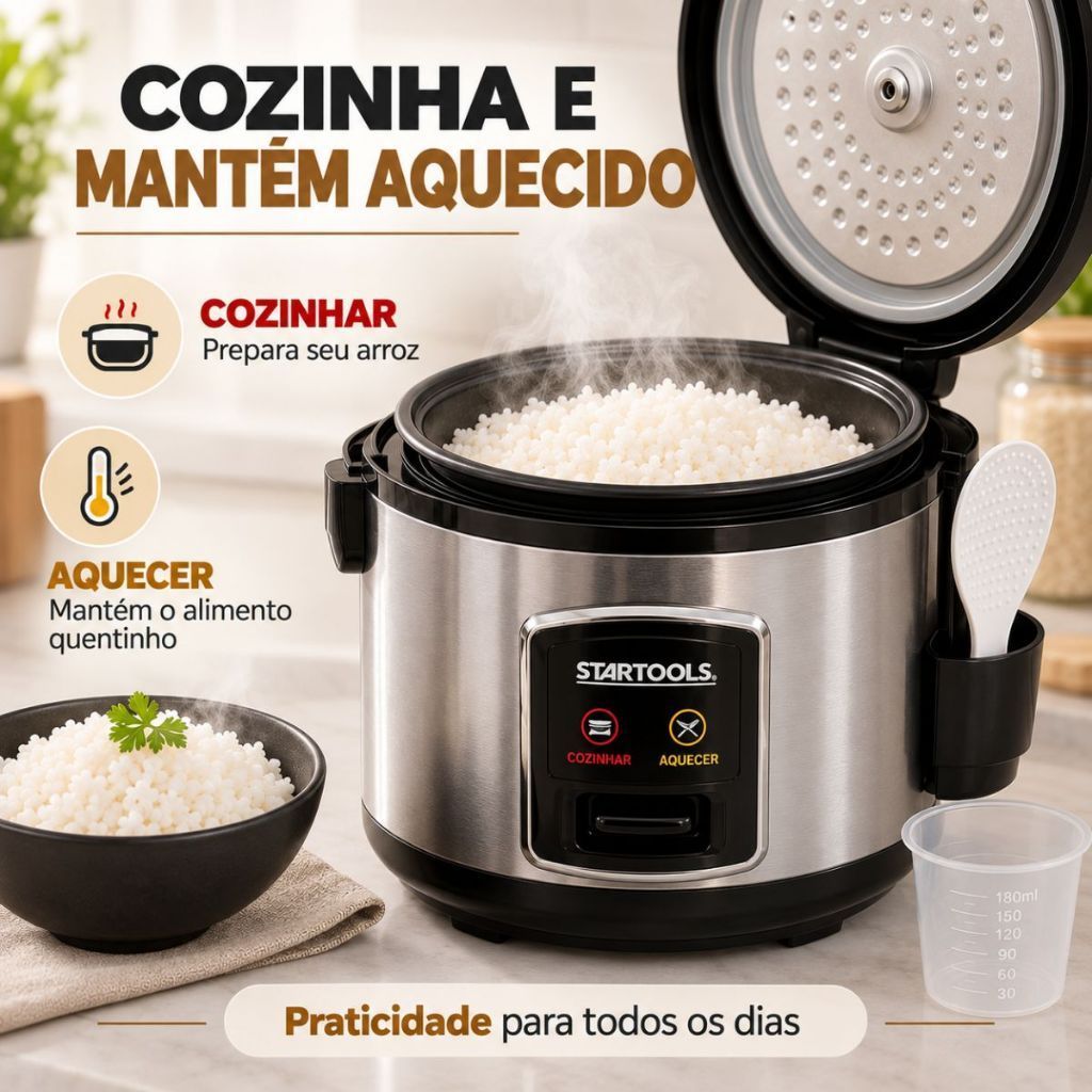 Panela De Arroz Elétrica 10 Xícaras 1,8 Litro Antiaderente 127v ou 220v — imagem 2 de 2