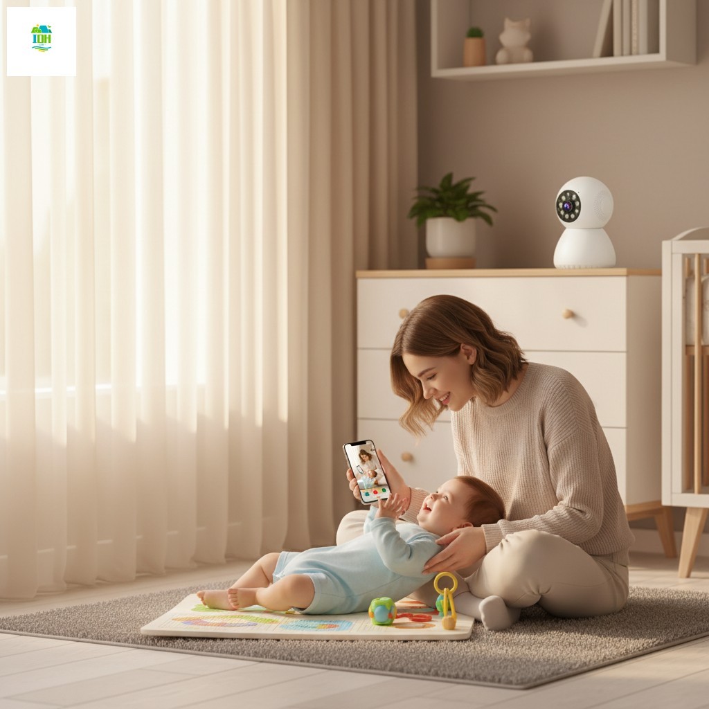 Monitor De Bebê 1080P HD PTZ-Visão Noturna Com Remota WiFi Para Segurança Doméstica