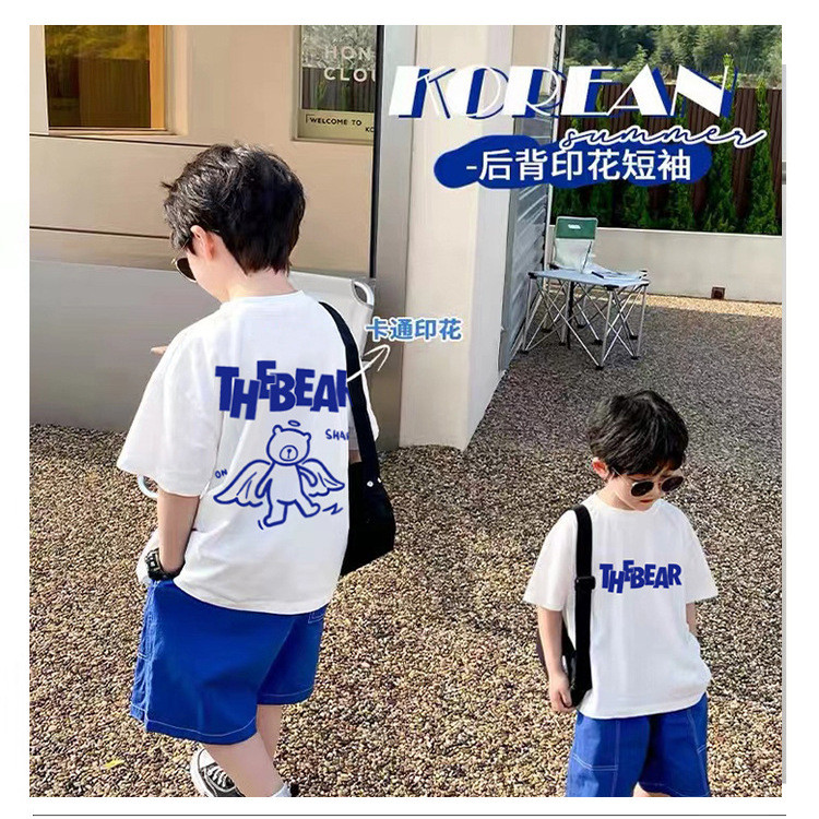 Crianças dos desenhos animados impresso verão novo estilo de manga curta camiseta meninos estilo ocidental pequeno médio