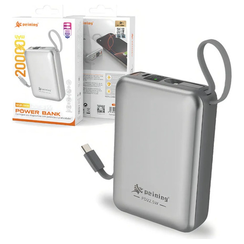 Power Bank 20000mah De Carregamneto Rápida Cinza