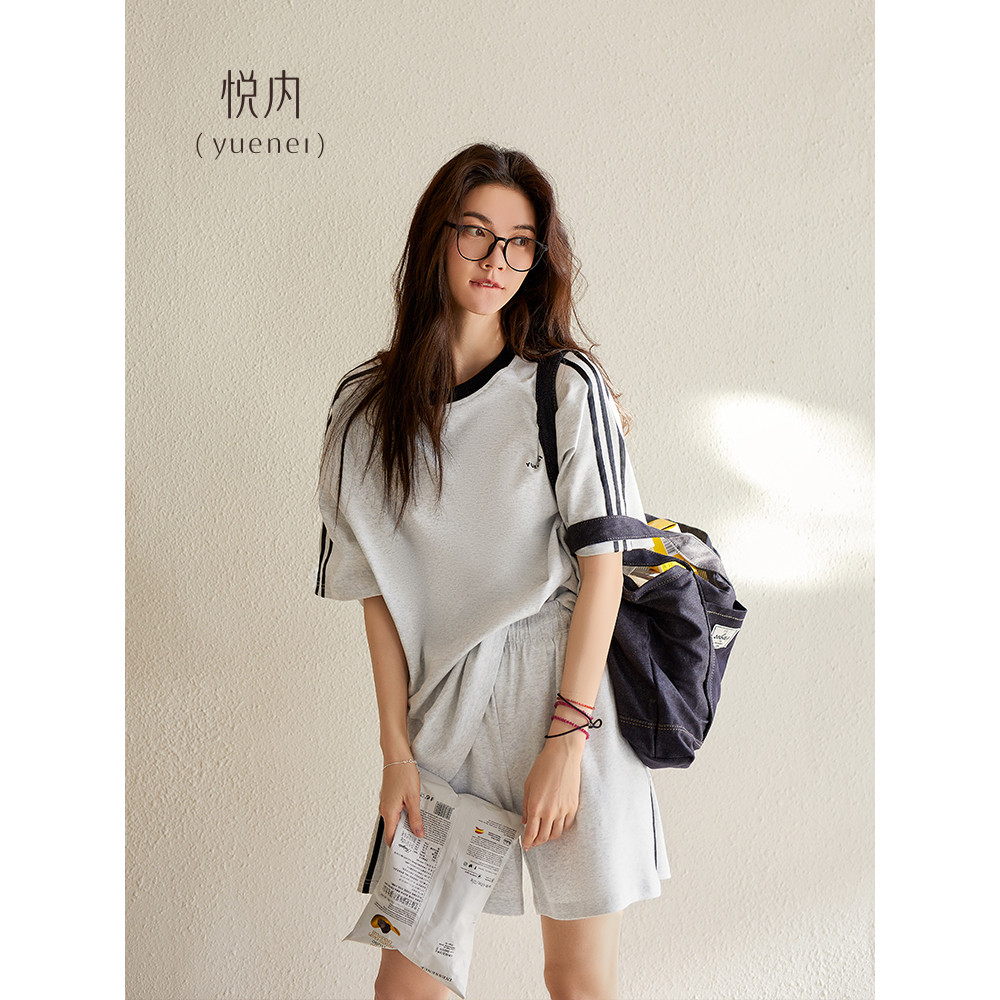 Yue pijamas internos femininos verão verão puro algodão Shorts de manga curta Loungewear esportes casuais podem usar for
