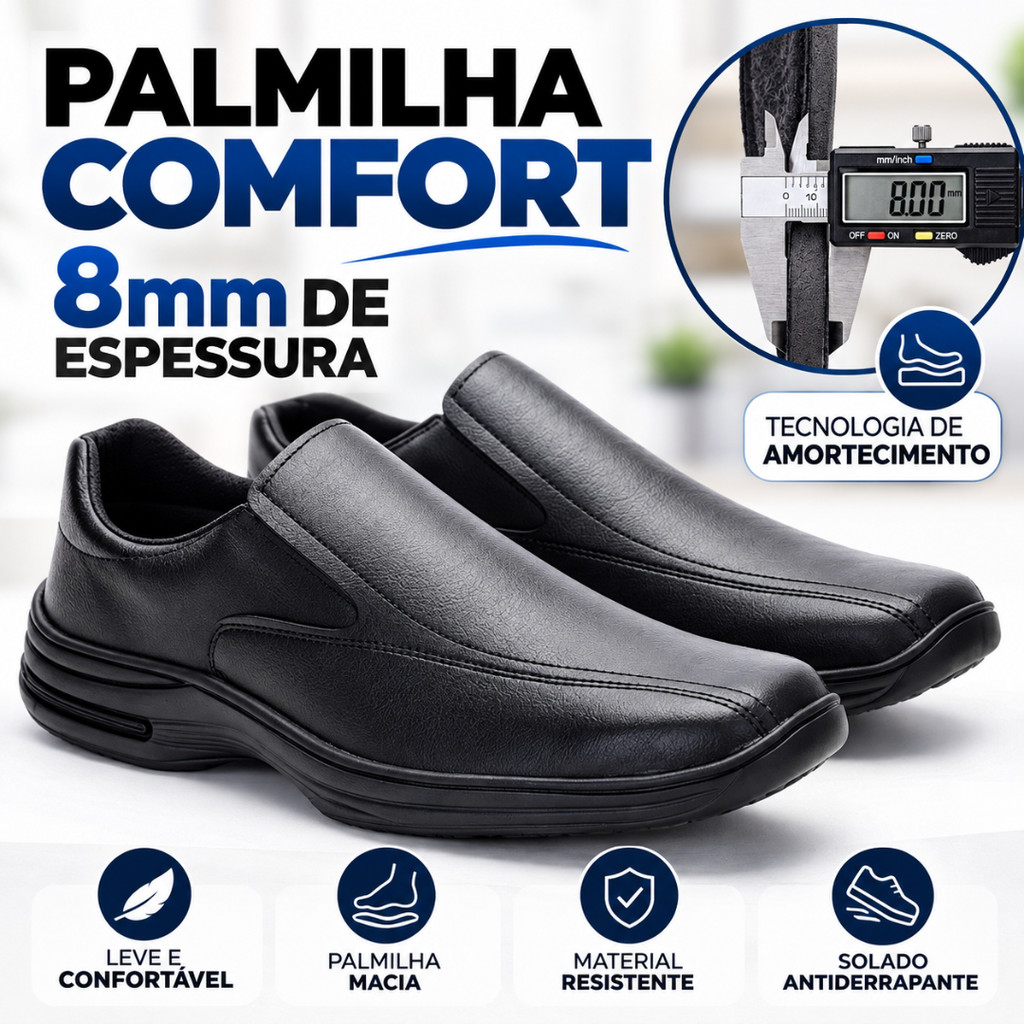 Sapato Ortopédico Masculino Social Esporte Fino Elegante Couro Ecológico Confortável Antiderrapante Casual Clássico