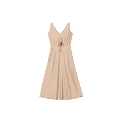 Vestido Feminino Cintura Ajustável Marialícia Bege