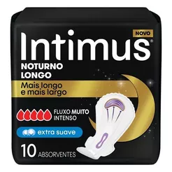 Absorvente Intimus Noturno Longo Extra Suave Com Abas 10 un