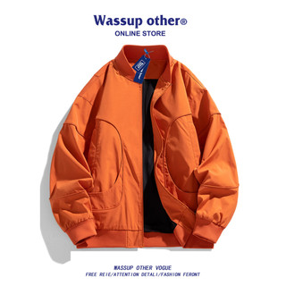 WASSUP OUTRO Estilo Americano Ruffian Bonito Jaqueta de Voo Estilo Masculino Primavera Outono Solto Casal Uniforme de Be