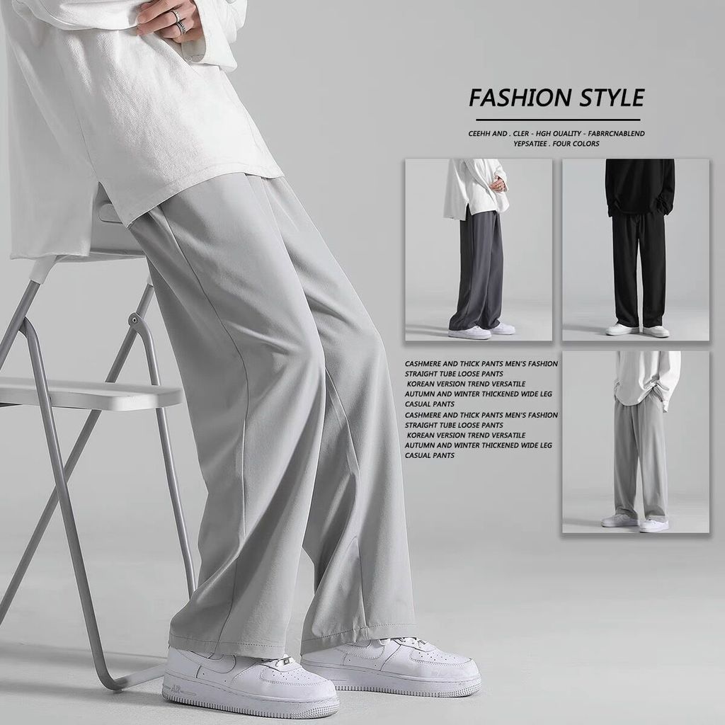 Calças esportivas masculinas verão estilo fino gelo seda calças casuais juventude tamanho grande solto Drape calças de p
