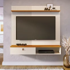 Painel para TV até 55 Polegadas MDF 141CMX136,5cm Iris Branco Cinamomo/Off White