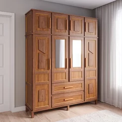 Guarda-Roupa Solteiro com Espelho 8 Portas 2 Gavetas Rio Branco Marrom/Ypê Ypê