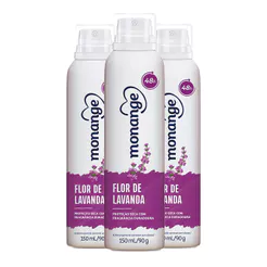 Kit Desodorante Aerosol Monange Flor De Lavanda 90g - 3 unidades