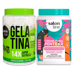 Kit Gelatina Salon Line #To De Cacho 1kg e Creme Para Pentear Salon Line Definição Máxima 1kg