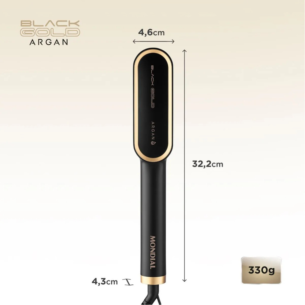 ESCOVA ALISADORA BLACK GOLD ARGAN MONDIAL EA-06 BIVOLT — imagem 2 de 2