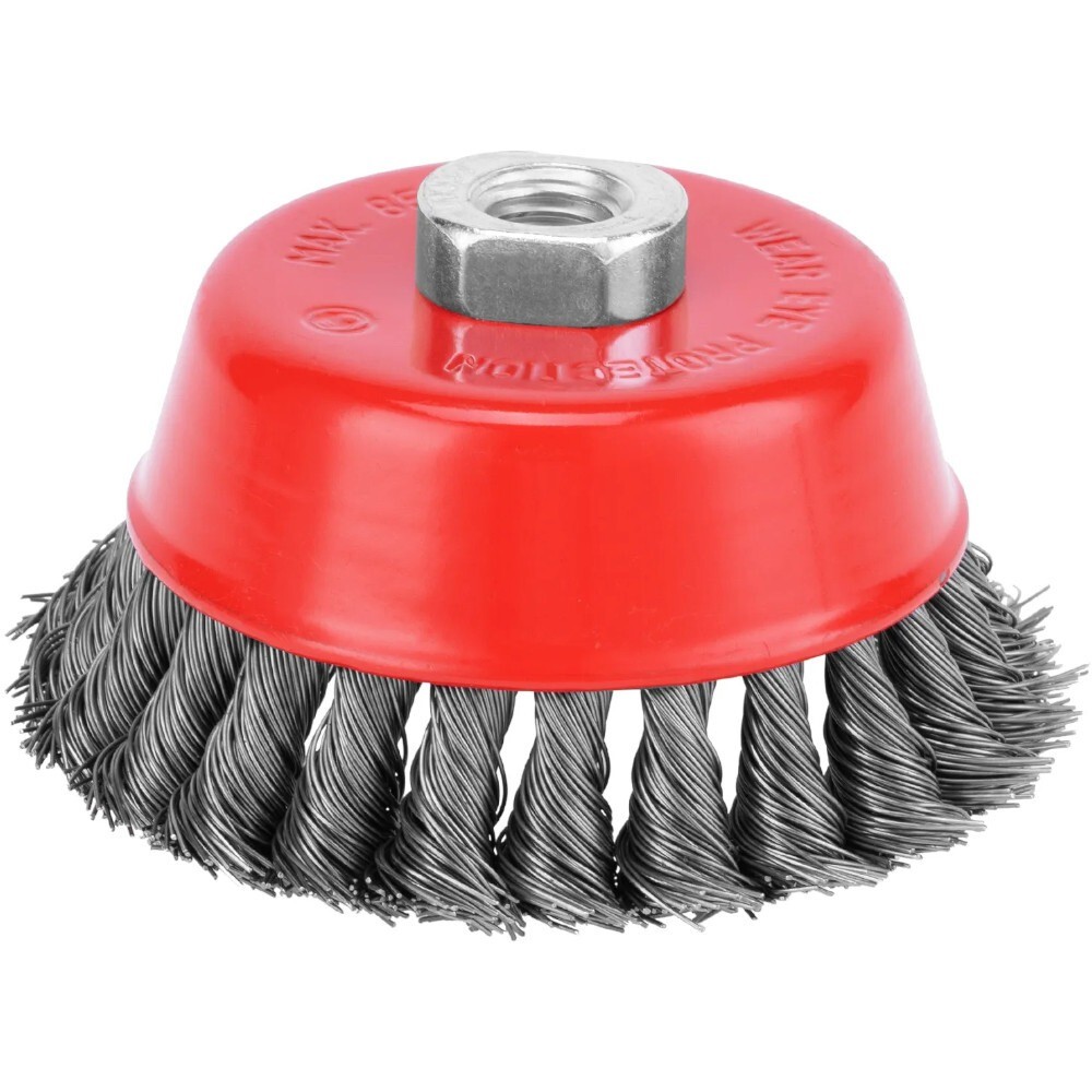 Escova de aço torcida tipo copo 4" com rosca 746289 - MTX