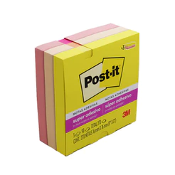 Bloco de notas super adesivas Post-it 654 coleção Alegria 3 blocos de 76x76mm 270 folhas 3M
