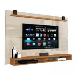 Painel Para TV Até 65 Polegadas Com Prateleira 1,80m Max Cedro / Off White