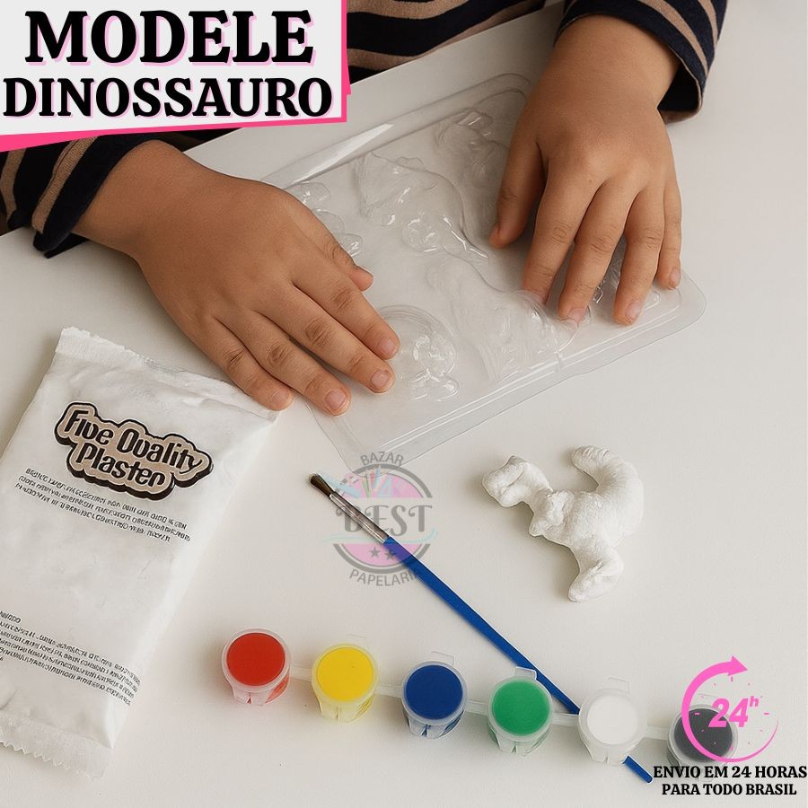 Dinossauros Para Pintar Colorir Dino De Borracha Pequeno 5 Cores 1 Pincel Brinquedo Educativo