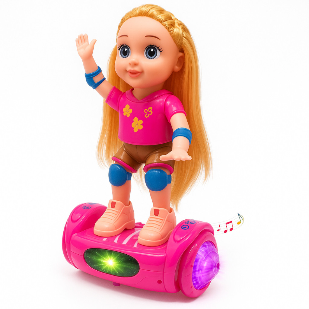 Boneca Giratória Andadora Musica Overboard Som e Luzes Electrônica