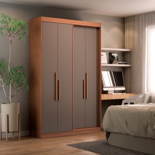 Guarda Roupa Solteiro 4 Portas Manila Carvalho Vermontt/Fendi em Oferta na Shopee