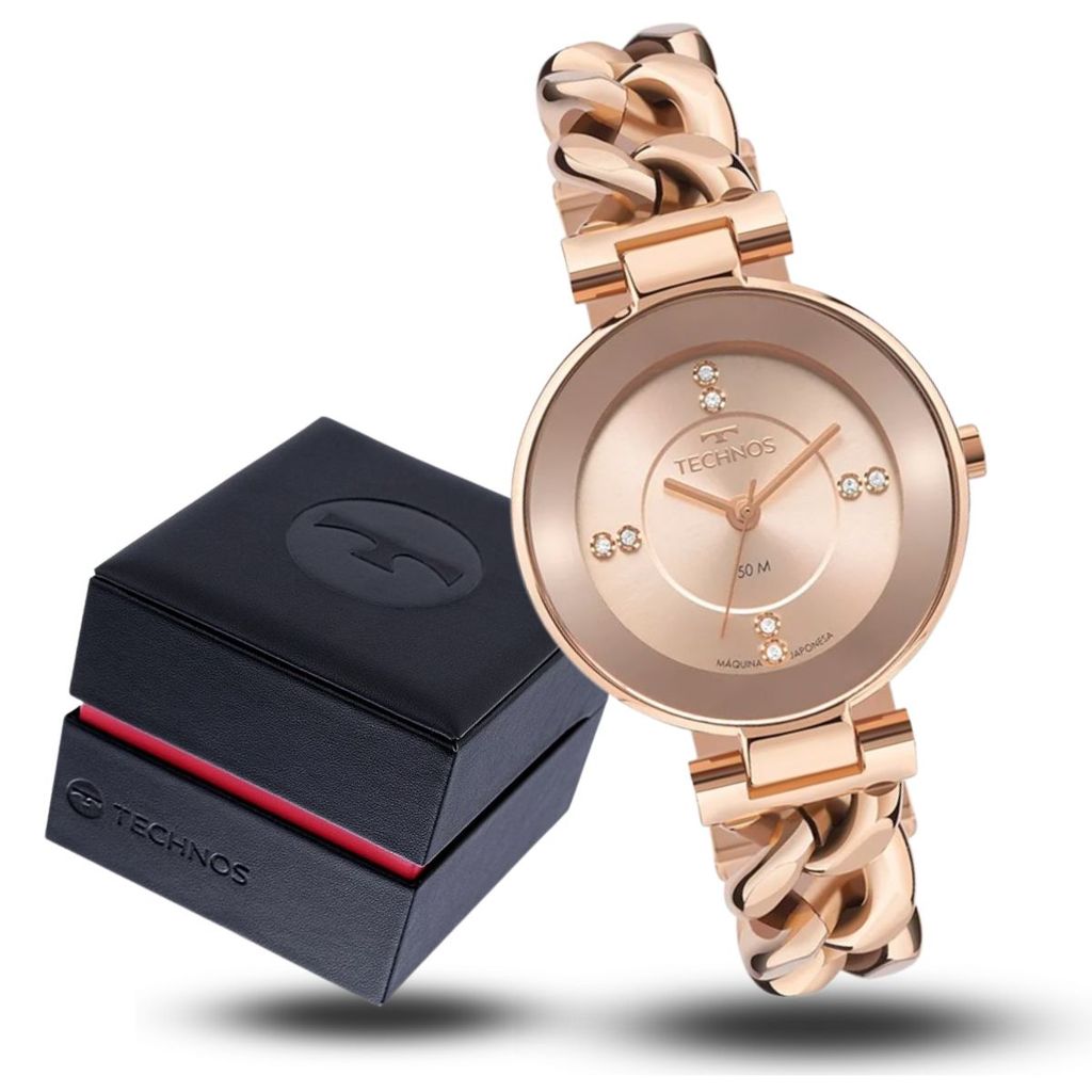 Relógio Feminino Technos Elos Elegance Casual Rosê Original