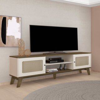 Rack para TV até 75 Polegadas 2 Portas com Pés Retro Charlotte Pinho/Off White em Oferta na Shopee