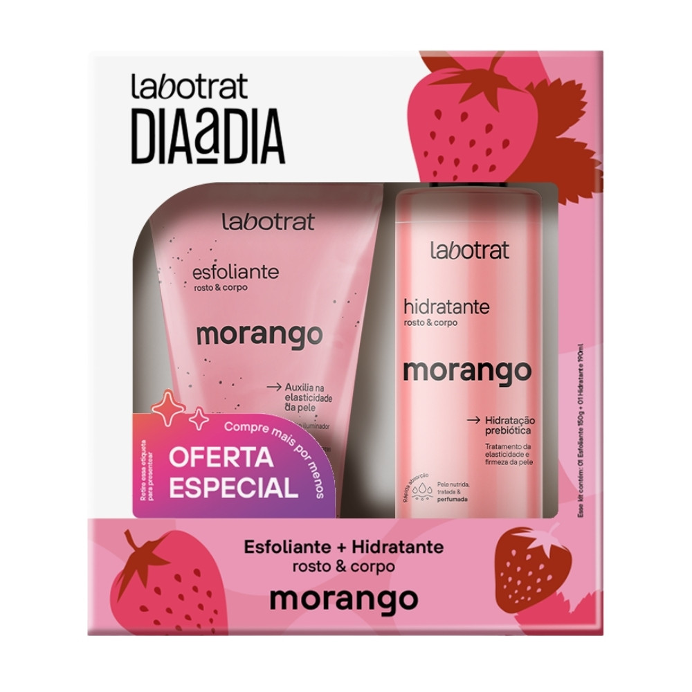 Kit Esfoliante E Hidratante Corporal Facial Morango Labotrat em Oferta na Shopee