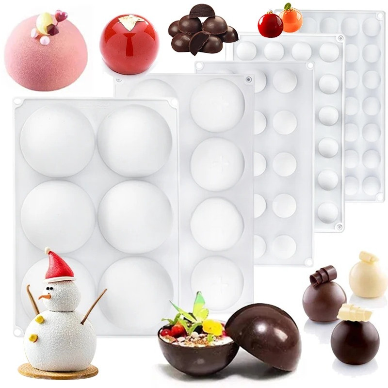 Molde De Silicone Semi Esfera 3D Para Chocolate , Bola Meia Redonda Quente , Bomba De Mousse , Gelo , Pirulito
