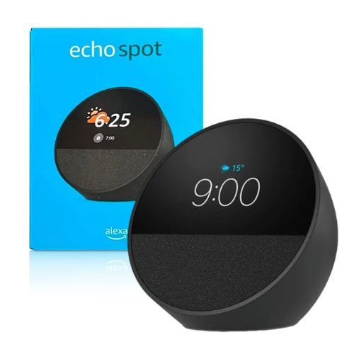 Echo Spot com Alexa (Geração mais recente) | Despertador inteligente com som vibrante | Cor Preta