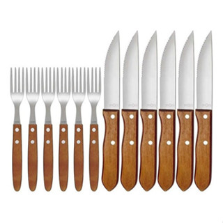 Conjunto Garfo E Faca Premium Mor 12 Peças Madeira Churrasco em Oferta na Shopee