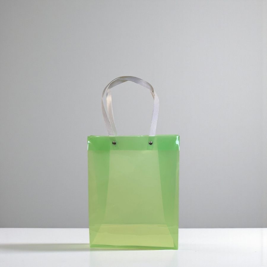 Sacola Transparente PVC com Alça de Fibra - Verde - 24,5x19,5x9,5cm - 1 un. - Rizzo em Oferta na Shopee