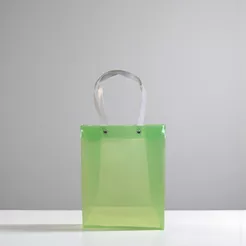 Sacola Transparente PVC com Alça de Fibra - Verde - 24,5x19,5x9,5cm - 1 un. - Rizzo