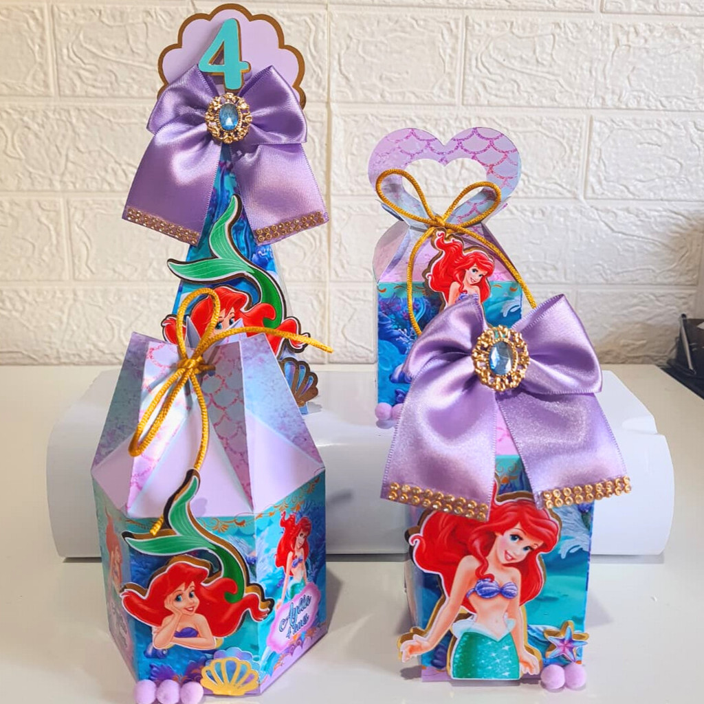 Kit Festa Personalizados LUXO PEQUENA SEREIA - caixinhas para lembrancinha aniversário PRINCESA ARIEL