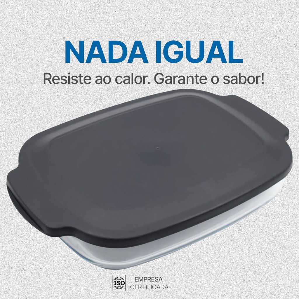 Assadeira de Vidro Retangular Com Tampa Mor 3,8L — imagem 2 de 2