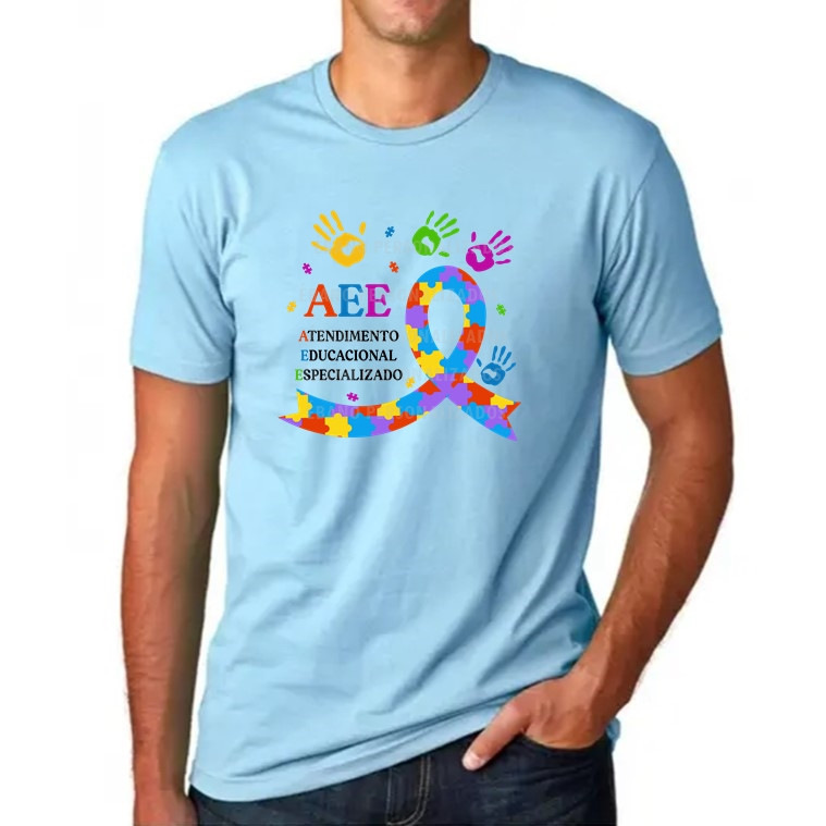 Linda T-shirt Camiseta azul ou rosa AEE atendimento educacional especializado pedagogia educação especial inclusão Posta
