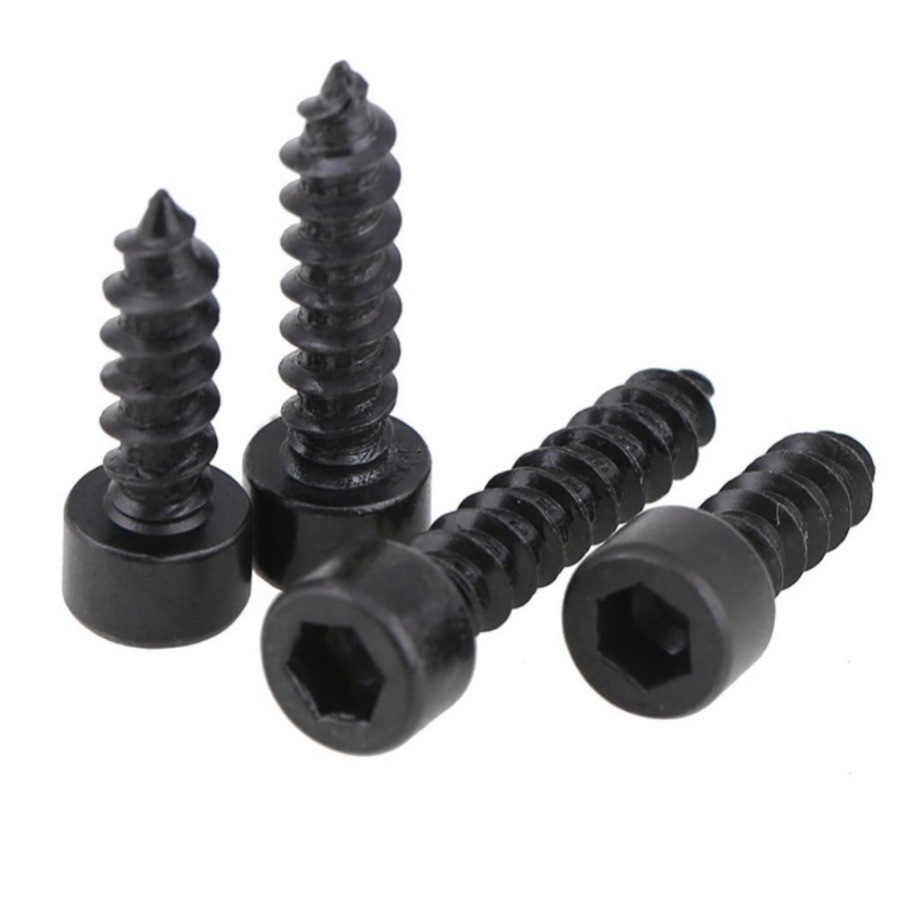 Parafuso Auto Rosca Cabeça Cilíndrica Allen Preto M1.7-M6 Nível 8 Aço Carbono【QIAOZHI-B1】