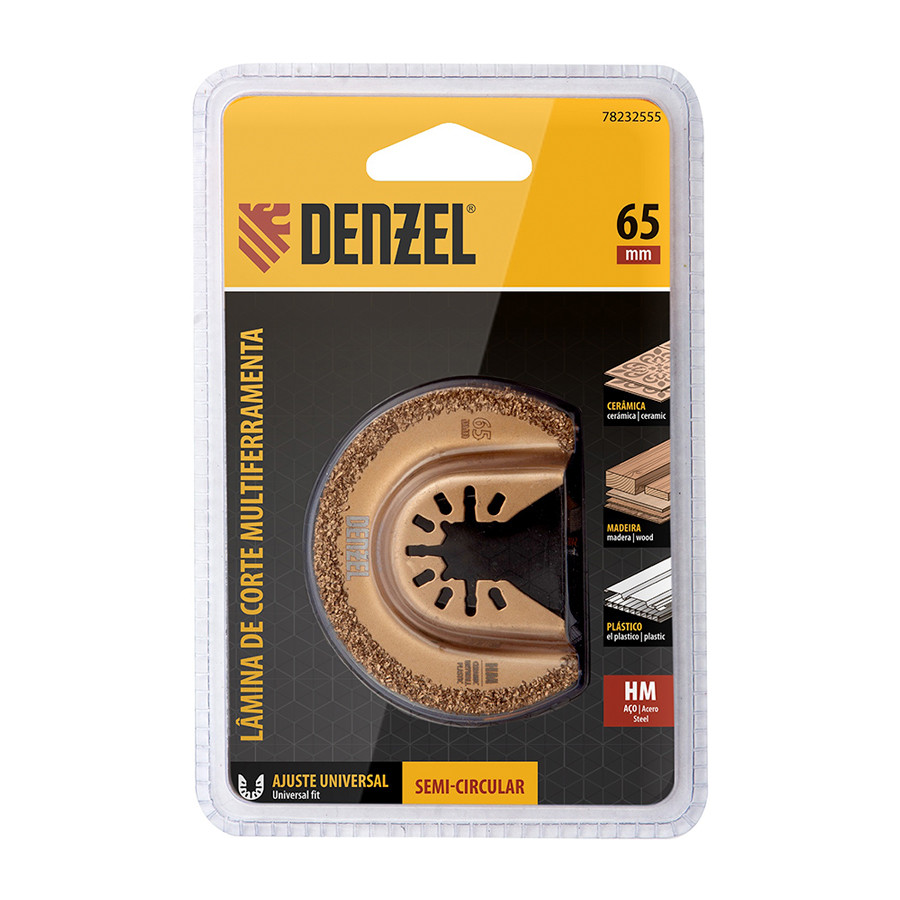Lâmina para Multiferramenta 65mm Corte Semi-Circular em Cerâmica, Madeira e Plástico Denzel 78232555 em Oferta na Shopee