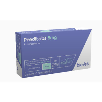 Preditabs Prednisolona 5mg Anti Inflamatório Cães Gatos Alergia Coceira 10 Comprimidos