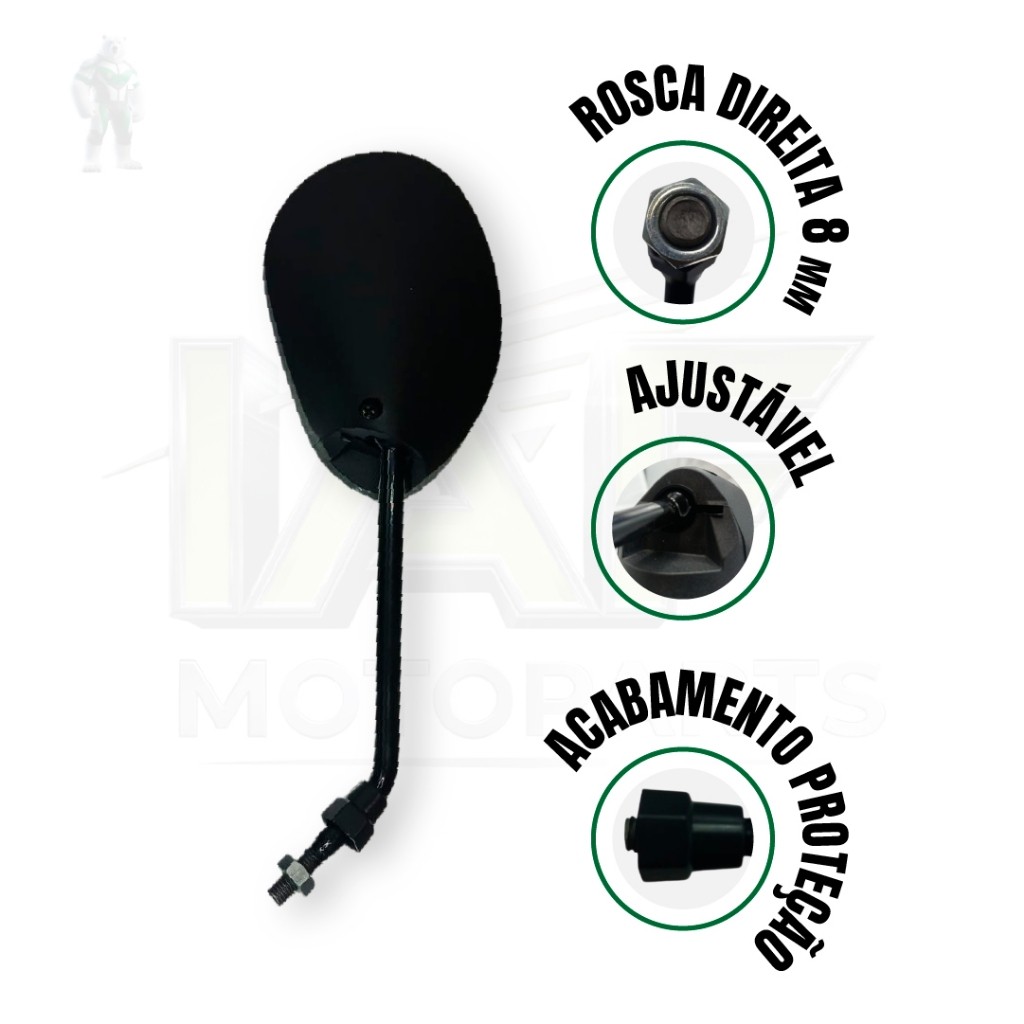 Par Espelho Retrovisor BIZ-POP-BROS Guidão Bicicleta Eletrica Mobilete Bike Moto