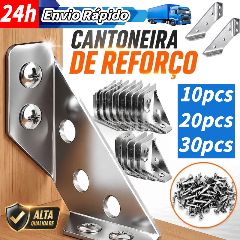Kit 10/20/30 Conjunto Conectores De Canto De Móveis De Aço Inox 304
