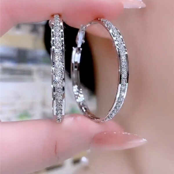cartelas de brincos feminino kit brinco aço inoxidável ✣Brincos de argola com círculo de diamante completo Micro-incrust