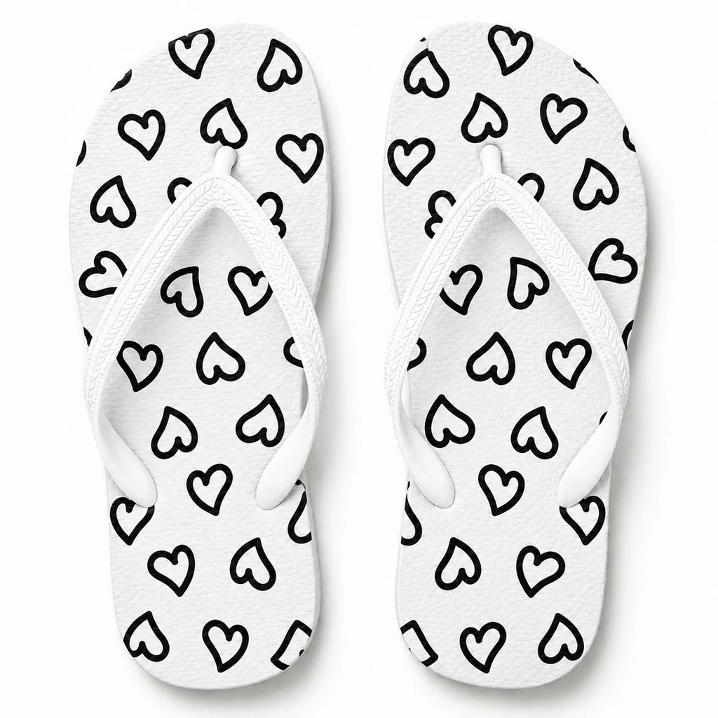Chinelo Feminino Estampado Corações Estilo Confortável Antiderrapante - Envio Imediato