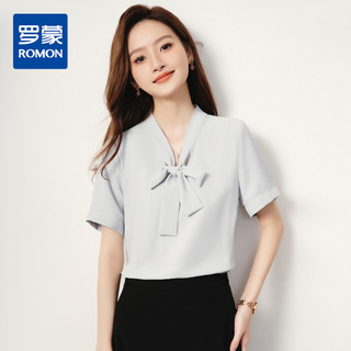 Lomon verão Chiffon camisa senhoras camisa de manga curta elegante generoso Commuter All-Match Bowknot camisa feminina