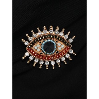 Europeu americano Retro moda diabo olho broche High-End requintado feminino pino fivela pino broche camisola jaqueta ace