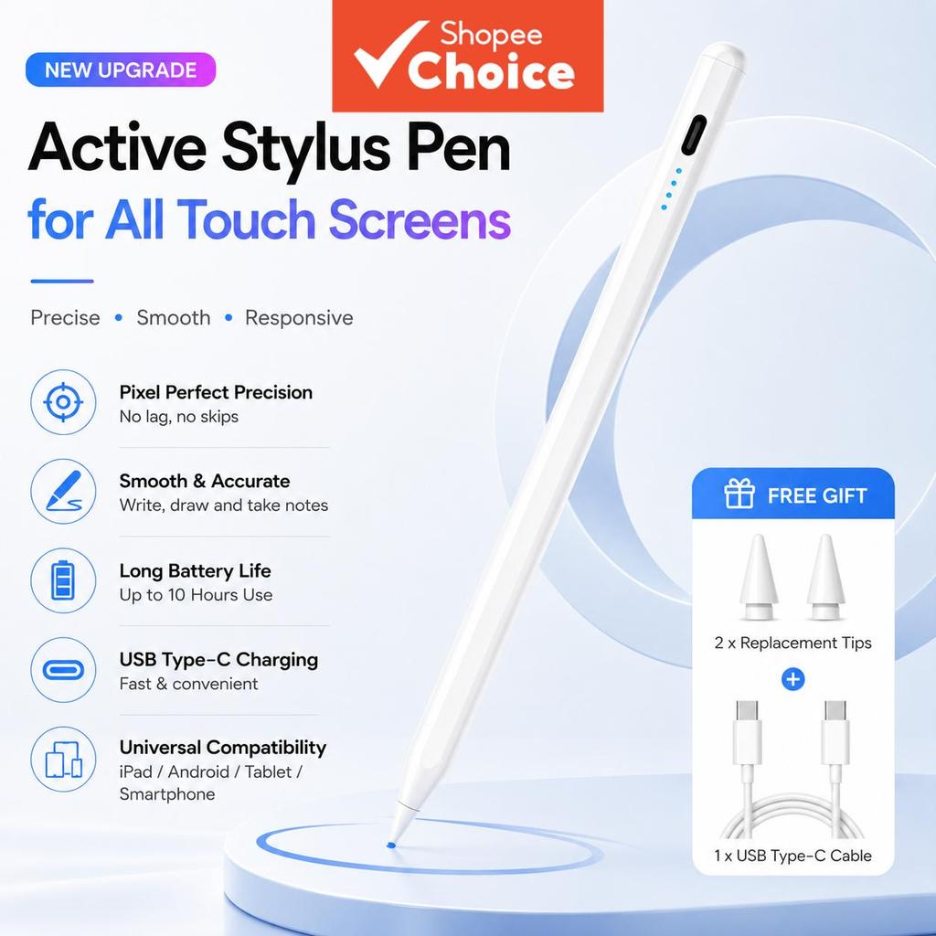 Caneta Stylus de Precisão Longa Caneta Touch Capacitiva Universal para Escritório, Anotaç…