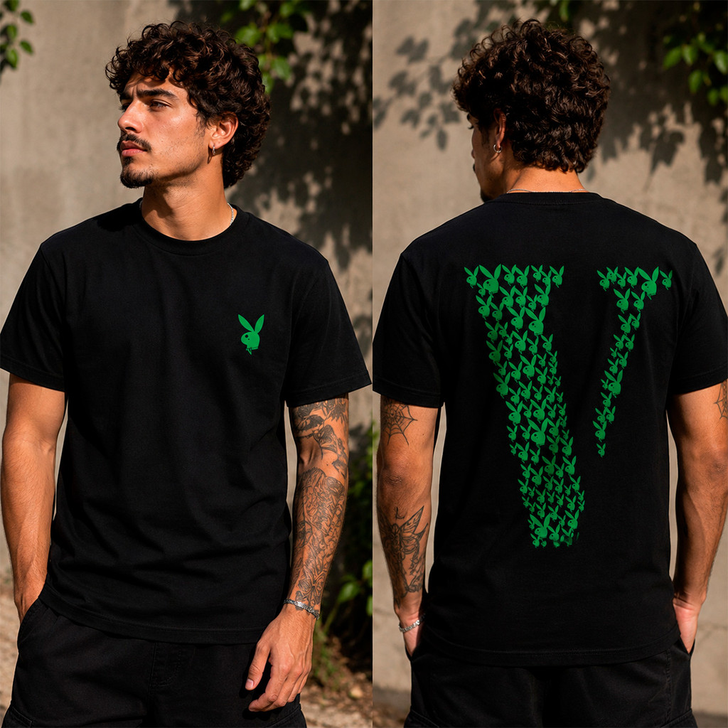 Camiseta Letra V Camisa Coelho Em V Personalizada Romântica Namorados Streetwear Algodão Envio Rápido