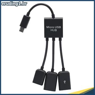 erudi 3 Em 1 Micro USB OTG Cabo Adaptador Macho Para Fêmea Hub Smartphone Computador Tablet 3 Portas .