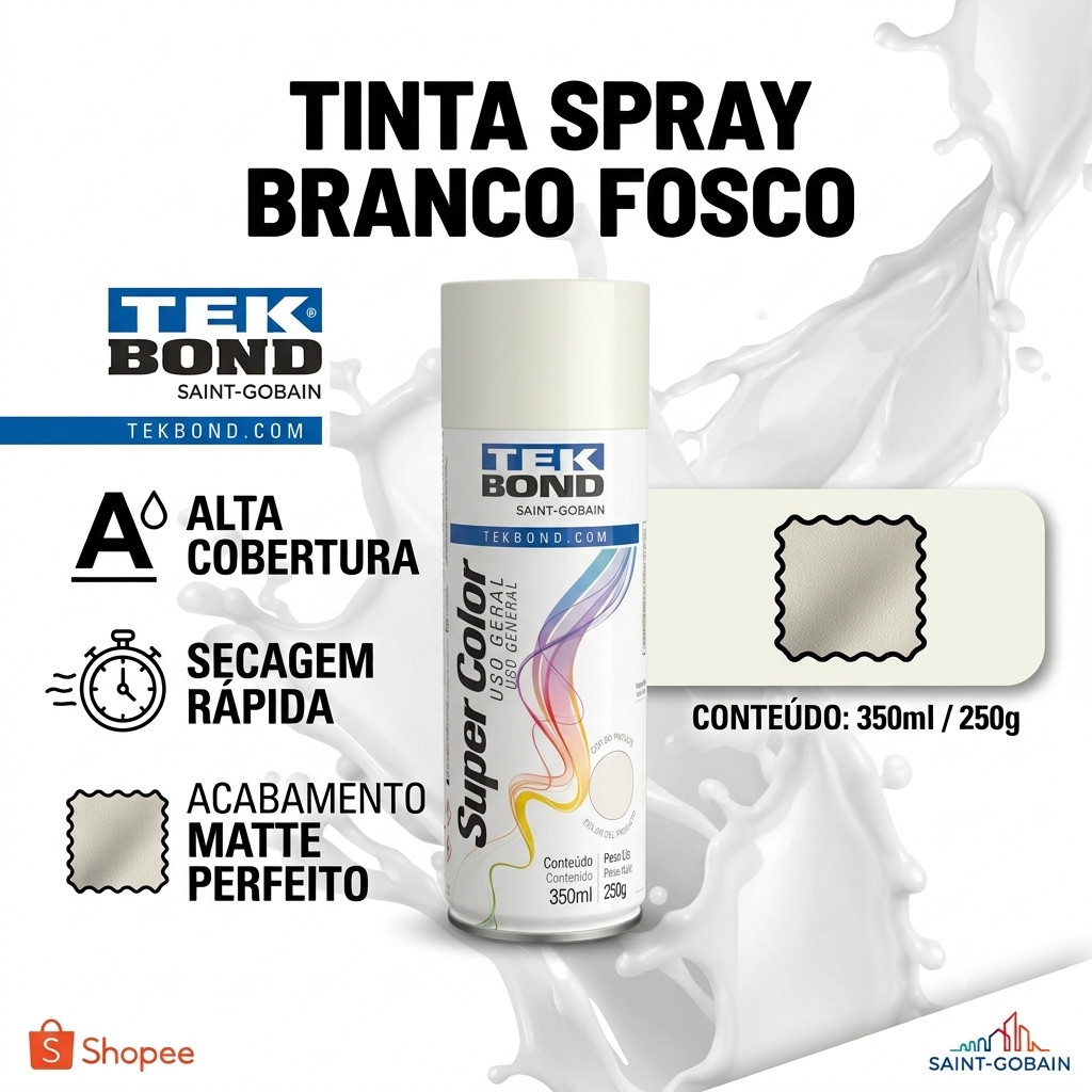 Spray Branco Fosco 350 Ml Uso Geral Tek Bond